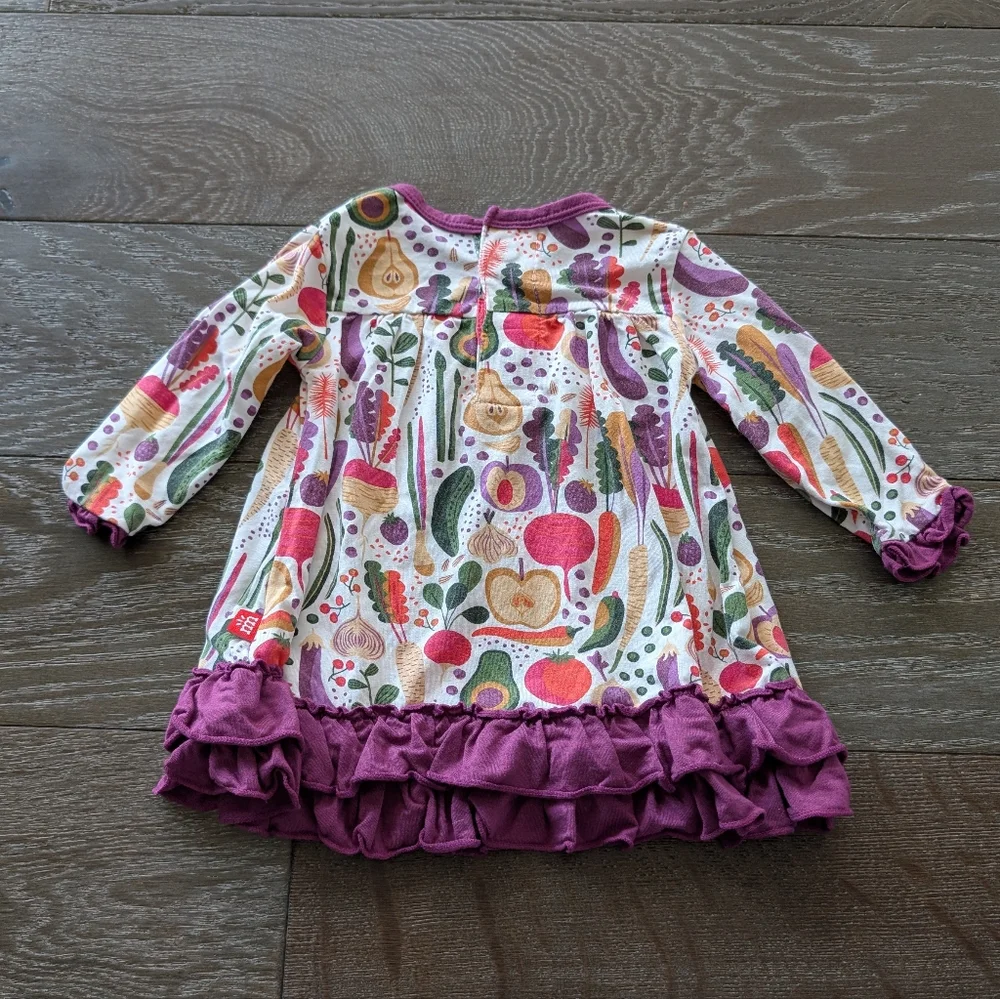 Magnetic Me Home Grown Vegetable Ruffled Dress and Leggings Outfit Size 0-3 Mon